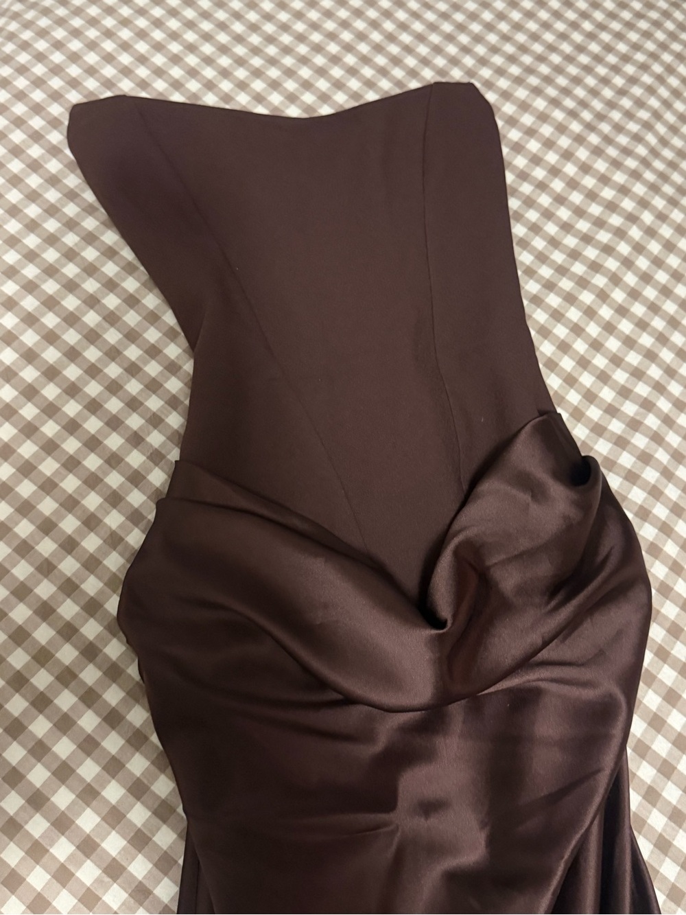 Babyboo Brown Satin Dress - with neck scarf- Women's size xs - Picture 5 of 8